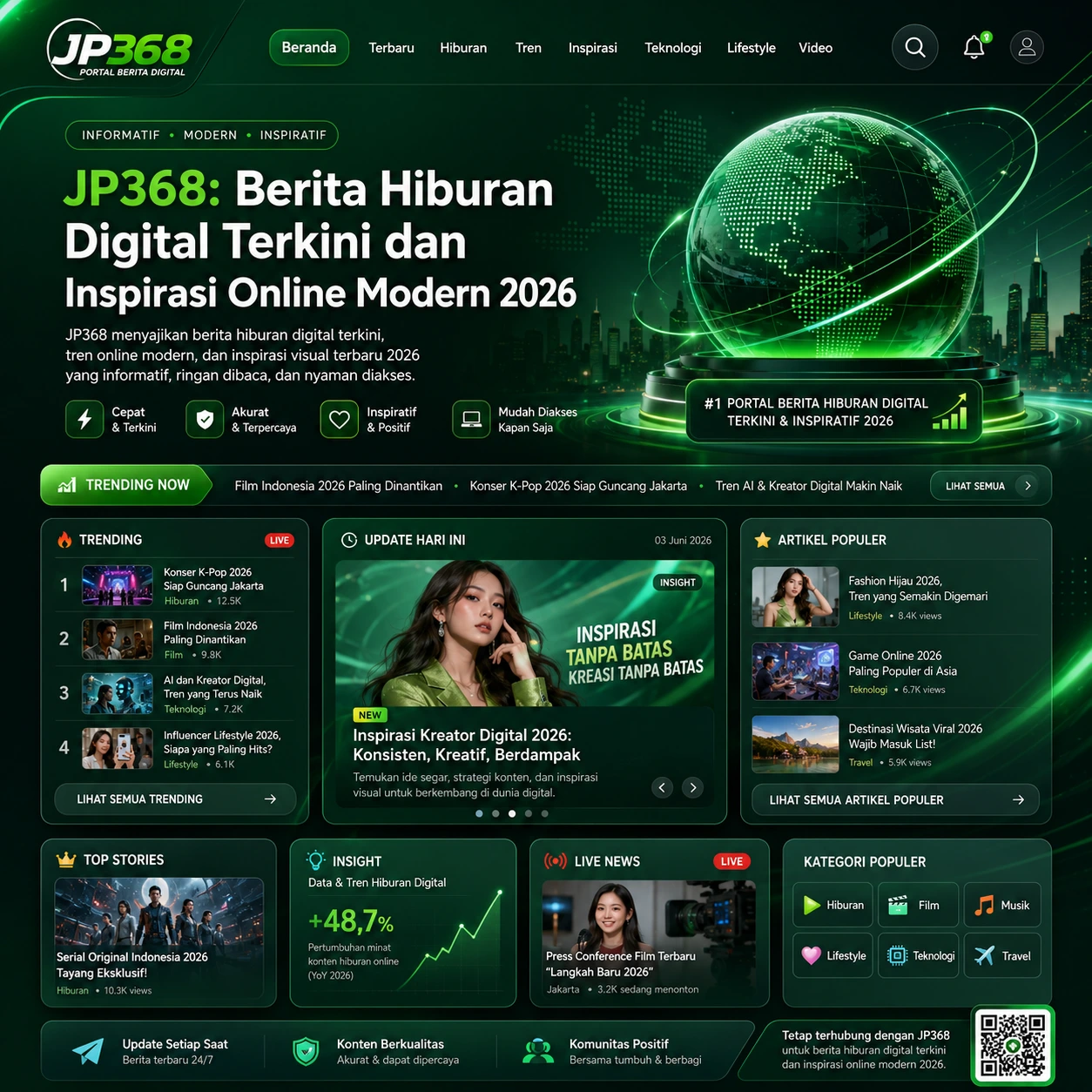 Banner JP368 berita hiburan digital terkini dan inspirasi online modern 2026